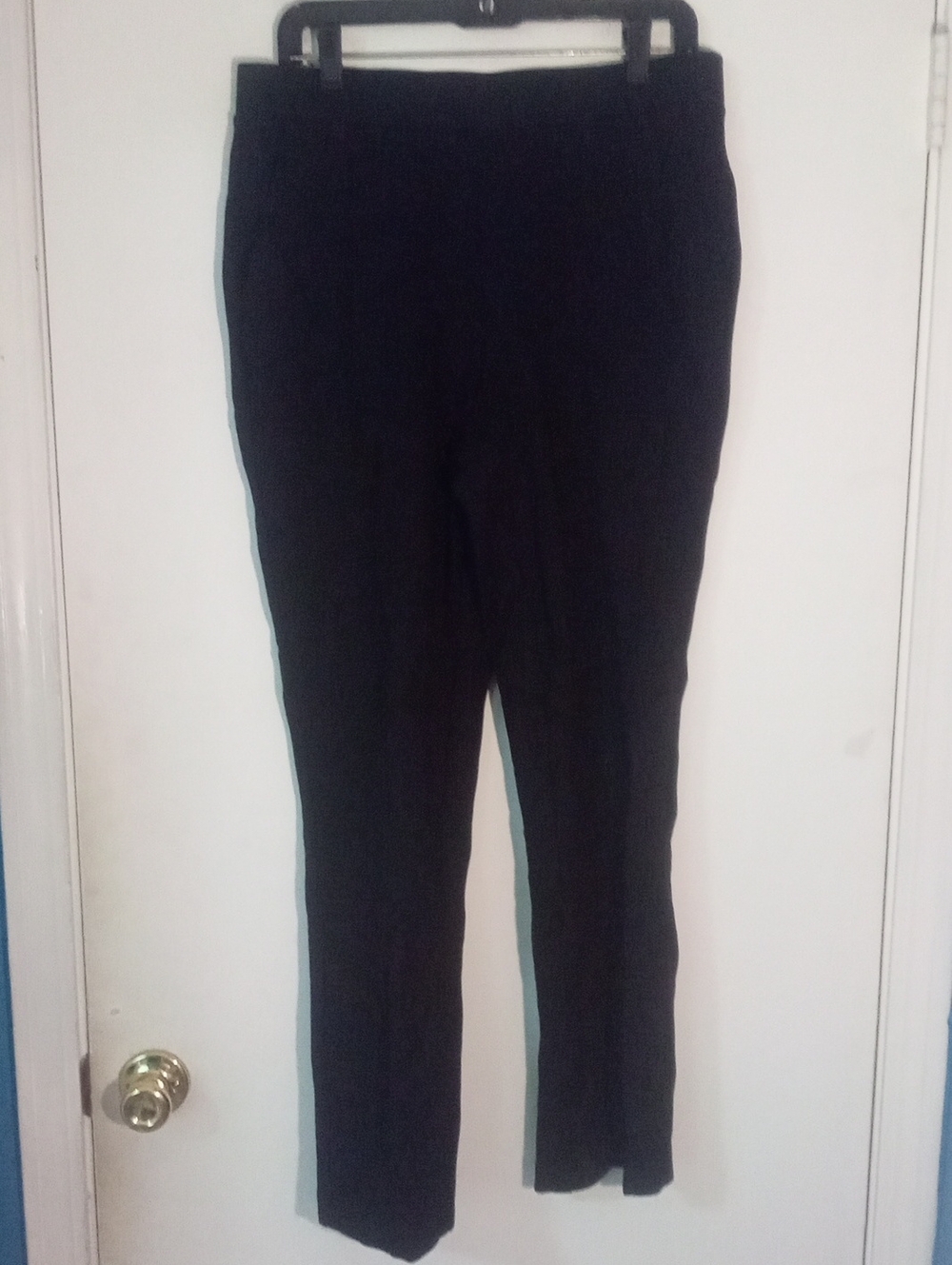 Wynne Collection Black Straight-Leg Pants Large Stretch